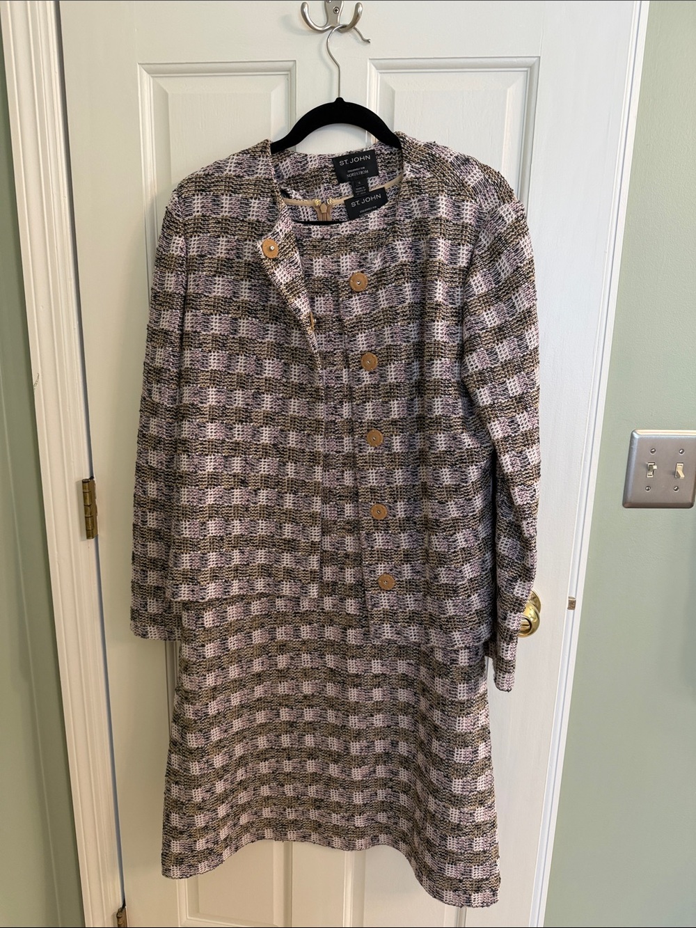 St. John Tweed Dress Suit in Lavender and tan includes dress and coat